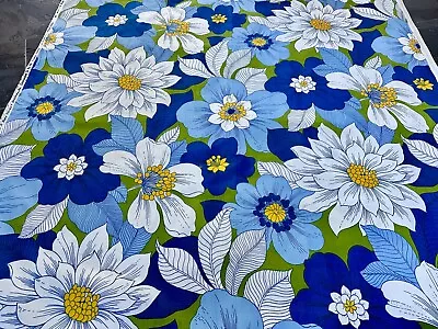 Verner Panton 1960's EXPLOSIVE Floral Barkcloth Era Vintage Fabric Upholstery • $119