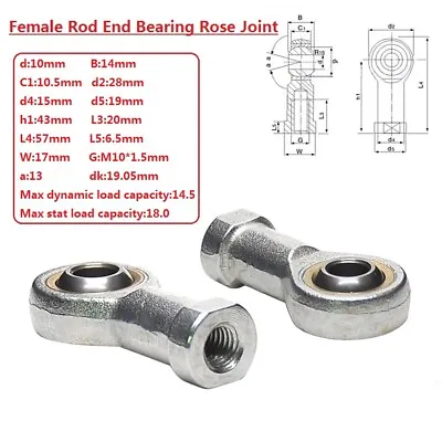 £3.42 • Buy M10 Female Rod End Bearing Rose Joint Right/Left Hand Thread SI10T/K SIL10T/K