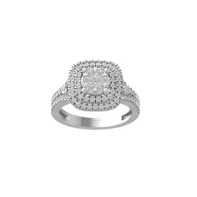 Sterling Silver 1ct Diamond Composite & Cluster Ring For Women Sz 7 Clarity-I2I3 • $567.99