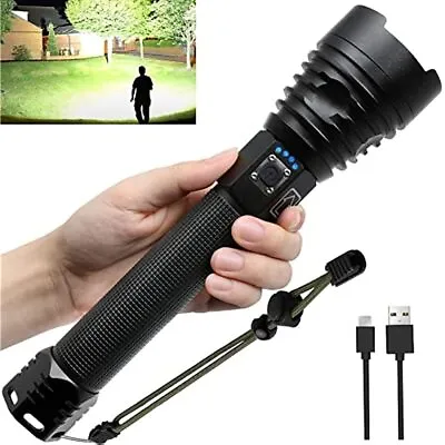 90000LM LED Tactical Flashlight Rechargeable Torch Zoomable Lamp Camping Light • $34.40