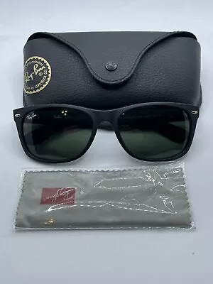 RAY-BAN Wayfarer RB2132 622 Matte Black Rubber Green G-15 Glass Lens 58mm • $104.99