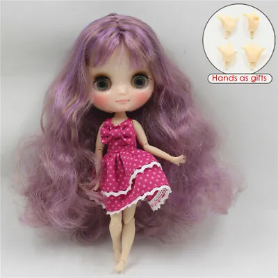 8  Middle Blythe Factory Doll Joints Body Purple Mix Brown 1/8 Bjd Shiny Face • $71.19