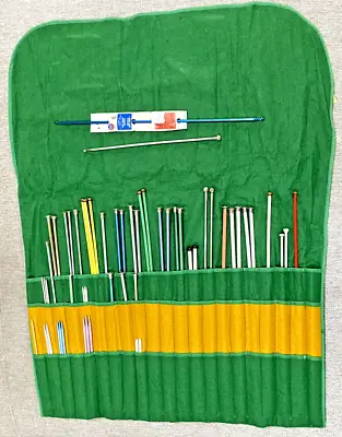 Knitting Needles Crochet Hooks Susan Bates Boye Morralls 59 Vintage Roll Up Case • $24