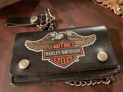 Vintage Harley Davidson  Motorcycle Biker Leather Wallet • $129