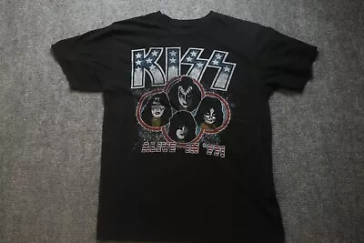 KISS Shirt Mens Medium Black Graphic Alive In 77 Rock N Roll Short Sleeve • £15.90