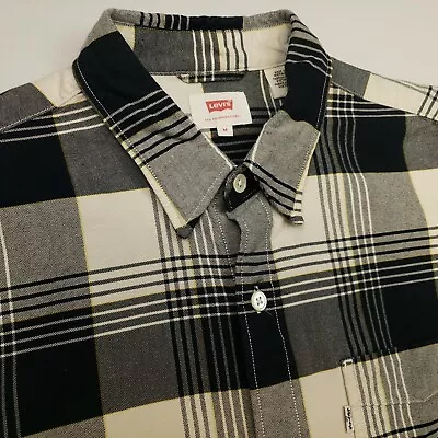 Levi's THICK Shirt Oxford MEDIUM Regular Fit Multicoloured Plaid Tartan • £16.99