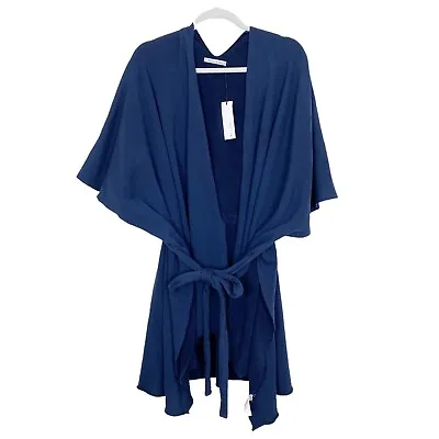 Michael Stars Ondina Belted Ruana Navy Blue Cozy Terry One Size NWT $128 • $24.99