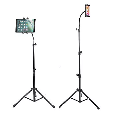 Upgraded Gooseneck Tripod Floor Stand Strong Support Poles Fits 4.7-12.9in IPad • £14.96