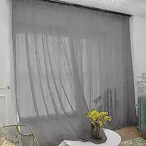  Sheer Curtains 84 Inches Long 2 PanelsRod Pocket 52 W X 84 L| 2 Pcs Dark Gray • $28.33