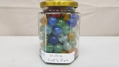 76 Vintage Vitro Cat's Eye 5/8  Marbles Multiple Colors Mint Condition Beautiful • $11.88