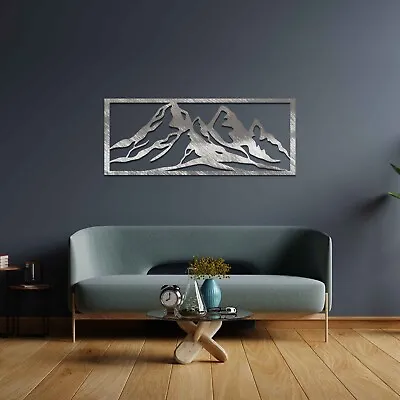 Mountain Range Metal Wall Art - Rocky Peaks Landscape Decor Ideal Gift For Her • £174.95