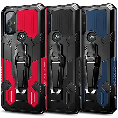 For Motorola Moto G Go XT2163 Phone Case Belt Clip Stand Cover W/ Tempered Glass • $9.98