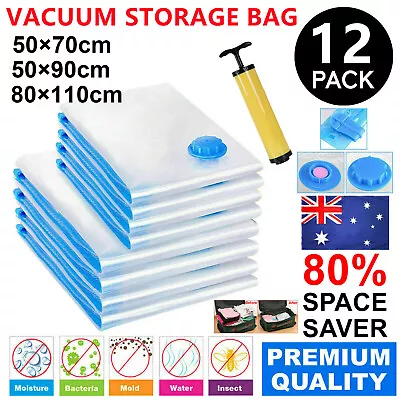 6/12x Large Strong Vacuum Storage Space Saver Saving Vacum Vaccum Organiser Bags • £6.99