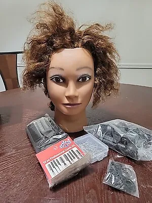 Afro Mannequin Head With Human Hair Kinky Curly With Combs Tools New • $29.99