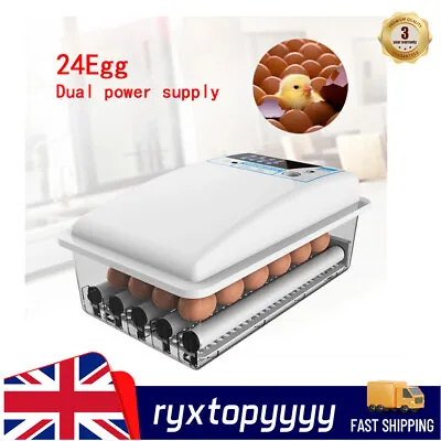 24 Eggs Incubator Temperature Control Chicken Duck Egg Automatic Turning Hatcher • £68.73