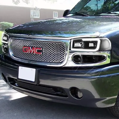 Fit Gmc Yukon/sierra Denali Blk Drl Led Headlights+bumper W/clear Reflector Lamp • $150.95