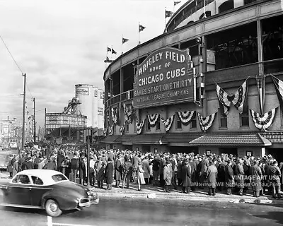 Wrigley Field Chicago Cubs 1945 World Series Baseball Stadium Vintage Photo • $11.95