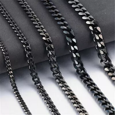 3/5/7/9/11mm Mens Cuban Curb Black Necklace Stainless Steel Link Chain 18 -30   • $7.25