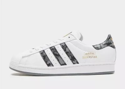 Adidas Superstar White & Camo Sneakers Trainers Shoes | UK10 US10.5 EU44 ⅔ 🆓️🚚 • £64.95