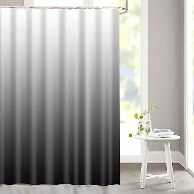 $17.90 • Buy White And Gray Shower Curtain Ombre Color Bathroom Decor With Hooks 71 X71 