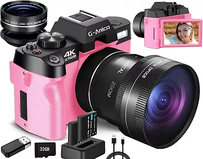 4K Digital Camera 48MP 16X 3  Screen Vlogging Camera Camcorder For YouTube Pink • $125.99