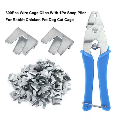 300Pcs Wire Cage Clips With 1Pc Snap Plier For Rabbit Chicken Pet Dog Cat Cage U • £13.19