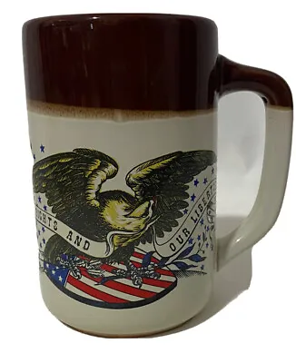 Vintage Mug OUR RIGHTS AND OUR LIBERTIES Stoneware Colonial American Flag   • $24.99