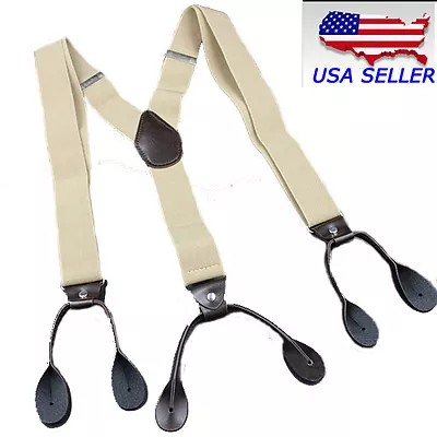 Techtongda Button Holes Link Men's Elastic Suspenders 4 Colors For Choose US • $6.10