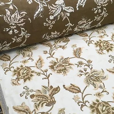 Cream Floral Pattern Upholstery Fabric Curtain Roman Blind Cushion Upholstery • £8.50