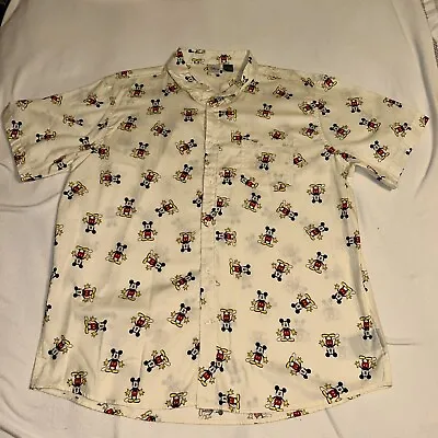 Vintage Disney Mickey Mouse Shirt Classic All Over Print Button-Down Mens 2XL • $17.99