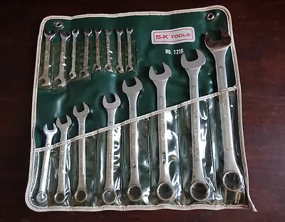 Vintage S-K Wayne No. 7216 SAE Combination & Ignition Wrench Complete 16 PC Set • $125