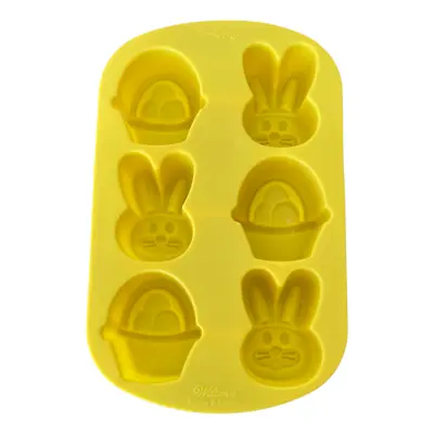 Wilton Silicone Baking Mold Bunny And Basket Holds 6 Silicone Yellow Baking • $9.59