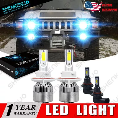 For Hummer H3 2006-2010 8000K LED Headlight High/Low + Fog Lamp Bulbs Combo 4pcs • $23.07