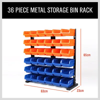 36 Bin Storage Box 6 Shelf Metal Rack Organizer Shelve Commercial Storing Garage • $89.99