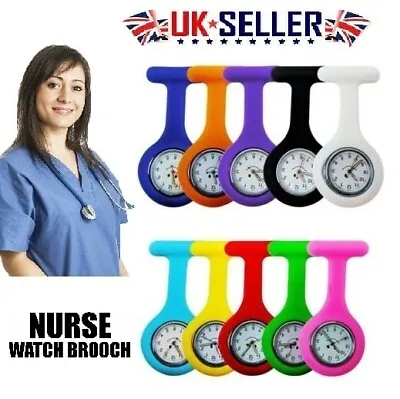 Nurse Quartz Watch Tunic Fob Pocket Brooch Silicon Washable + FREE BATTERY Inc • £2.99