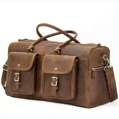Men's Leather Gym Overnight Travel Weekend Vintage Duffle Luggage Handmade Bag • $119.99