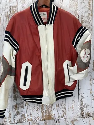 Vtg Michael Hoban Wheremi 1991 Baseball Varsity Leather Letterman Jacket Mens L • $78