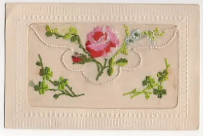 WW1 Embroidered Silk Postcard Flowers 1914-1918 Sentimental Military • £4