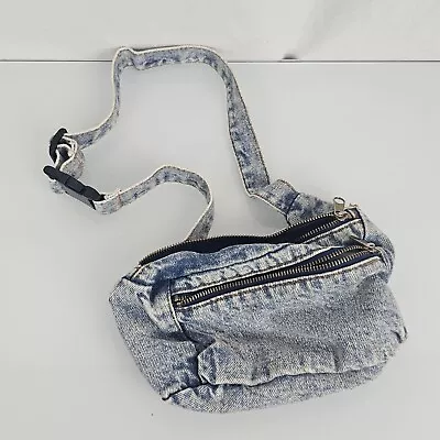 Vintage Denim Fanny Pack Waist Bag 1980s Acid Wash Jean Belt Pack • $19.99