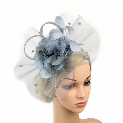 $13.63 • Buy Women Fascinator Hair Clip Feather Headband Wedding Royal Tea Party Flower Hat
