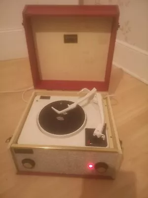 Rare DANSETTE Challenge Record Player. Red & Cream. Refurbished Electrics. • £115