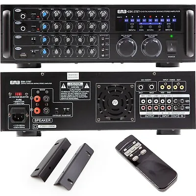 $129 • Buy EBK37 Digital Karaoke 700W Amplifier Key Control 2 MICs ECHO Excite Bluetooth UC