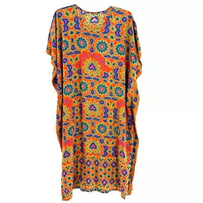 Jamaican Life Mumu Multicolored Caftan Maxi Dress One Size Womens Boho Floral • £38.56