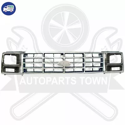 New 82-86 Ford F-150 F-250 Bronco Front Silver Grille & Headlamp Door Set Of 3pc • $264.50