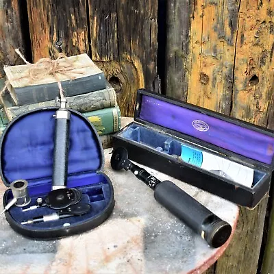 £85 • Buy Vintage Optician Eye Examination Measure Ophthalmology Ophthalmoscope Set Pair