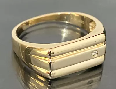 9K Solid Yellow Gold & Diamond Men's Ring Size U  -  10 1/4 • $449