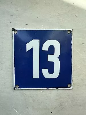 Number 13 Vintage Enamel House Numbers Made In Europe Room Hotel FREE POSTAGE • $46.51