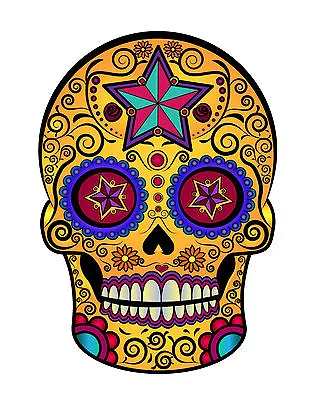 Pack 2 Day Of The Dead Sugar Skull Wall Decal Sticker Car Motorbike Laptop  • £2.99