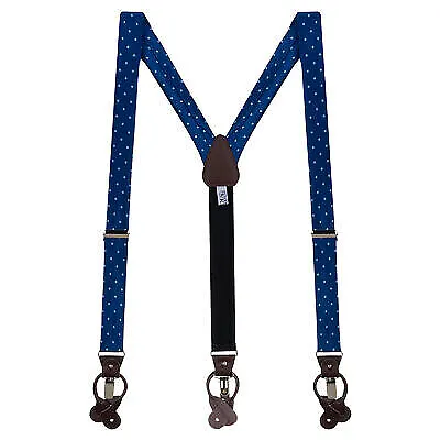 SuspenderStore Dressy Polka Dot Suspenders-CONVERTIBLE END BUTTON/CLIP-5 Colors • $39.95