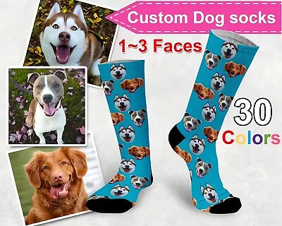 Custom Face Socks Personalized Family Pet Picture Printed Novelty Holiday Gifts • $13.66